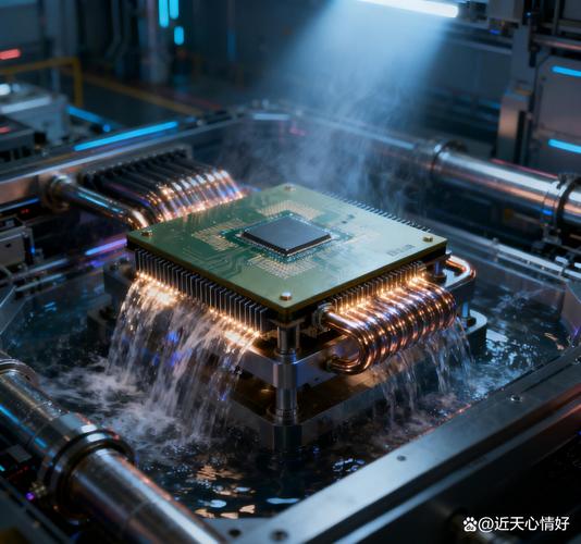 量子处理器芯片浸泡在低温液氦中科幻近景