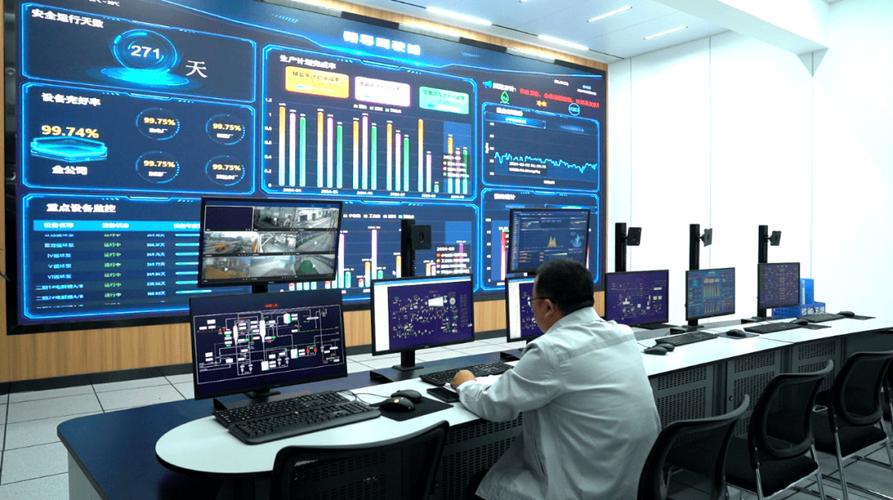 传统制造车间老工人操作数字化控制屏场景实拍