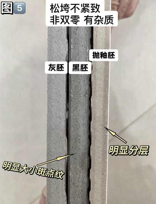 抛光砖和抛釉砖侧切面结构对比示意图