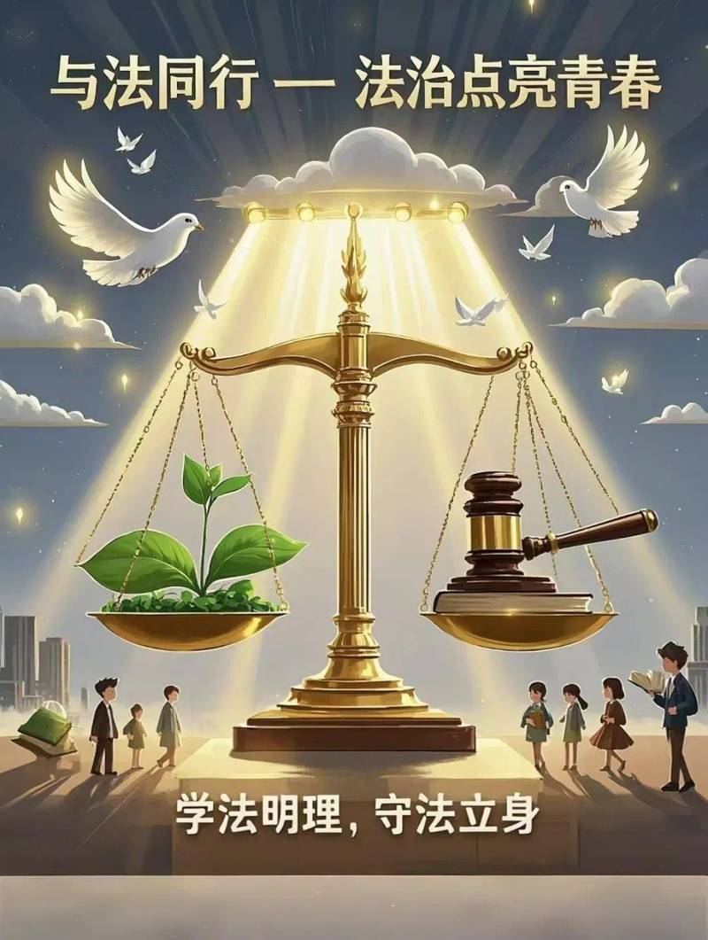 中国法治建设宣传海报辩护权主题