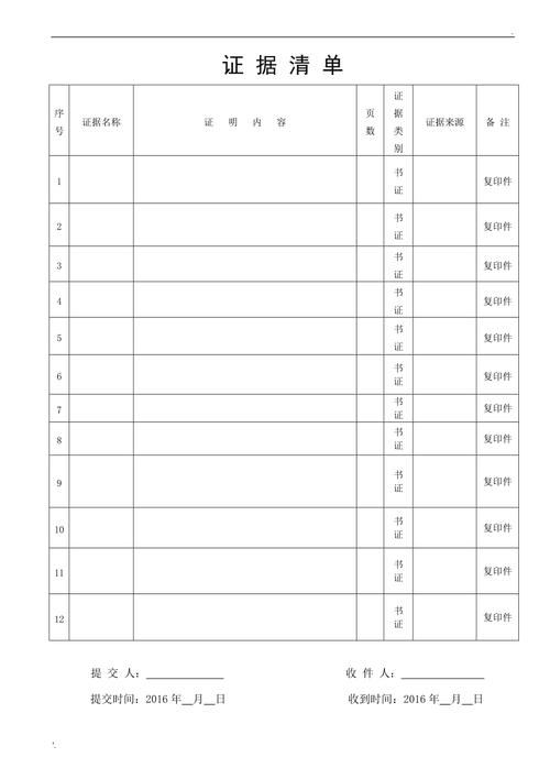 北京分家析产案件证据材料清单示意图