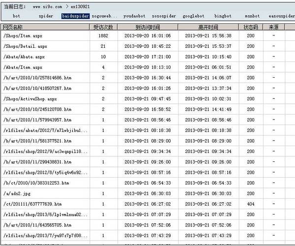 搜索引擎蜘蛛爬取技术SEO网站日志截图