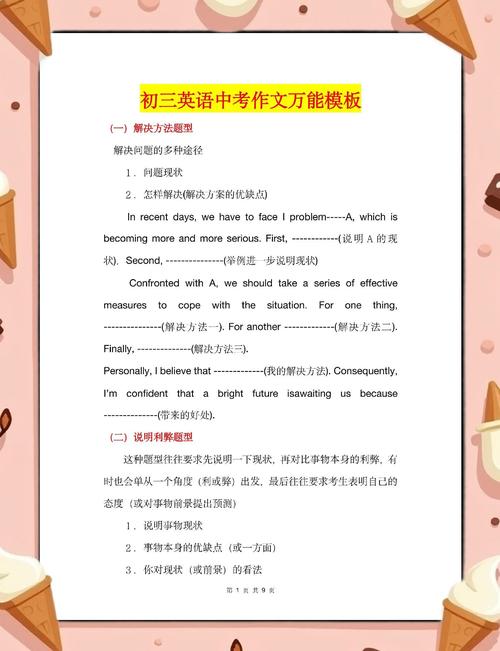 初中英文作文万能模板背诵错题本