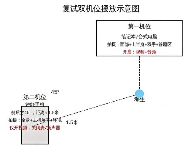 线上复试双机位设置示意图