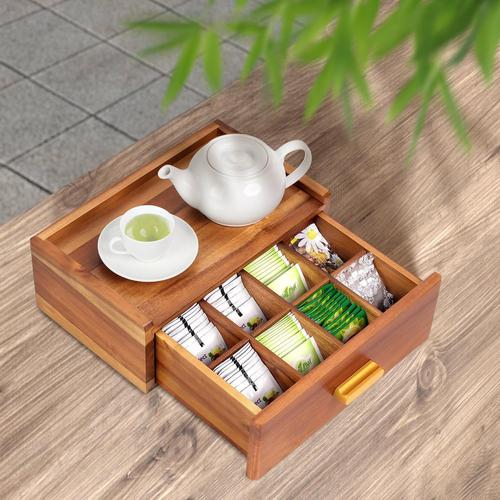 出租屋原木抽屉里混放的零散茶包