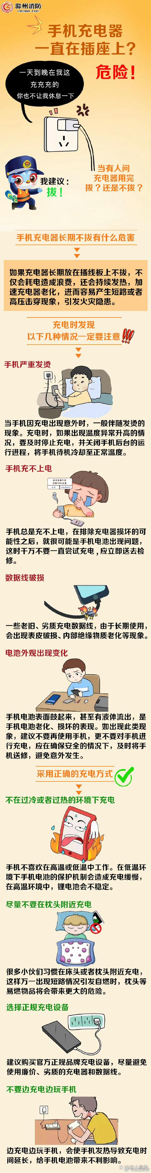 手机充电器插在客厅远离床的插座上