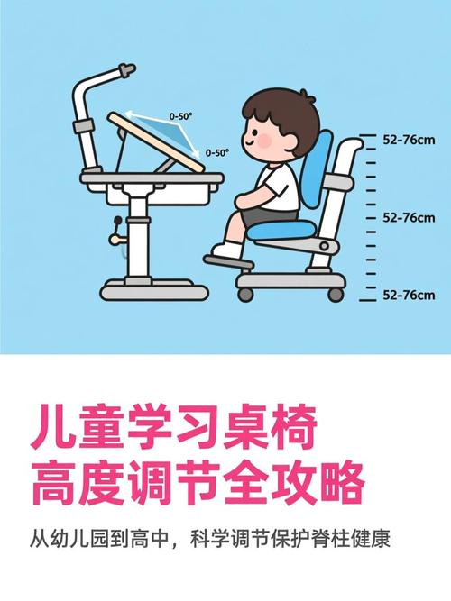 儿童桌椅高度调节功能演示图
