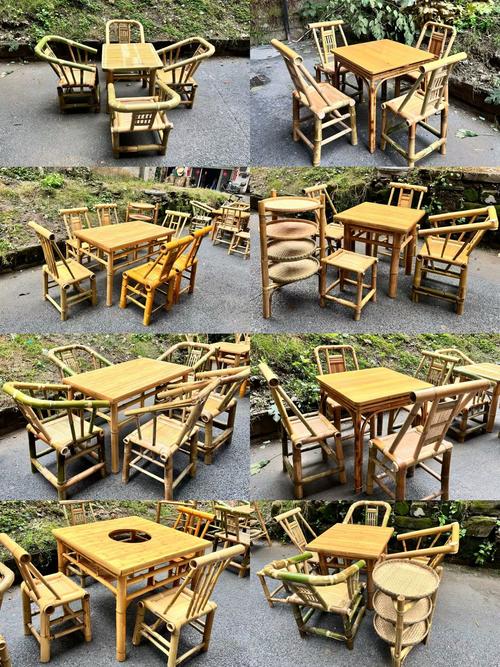 老巷街角便民茶摊竹编桌椅