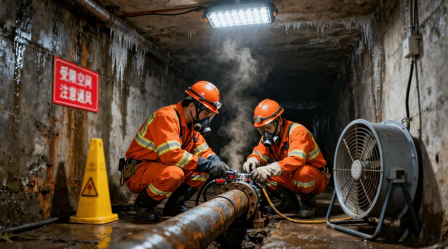 化工受限空间作业工人佩戴智能工业可穿戴设备