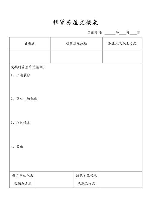 房屋租赁资产清点交接表 空白模板