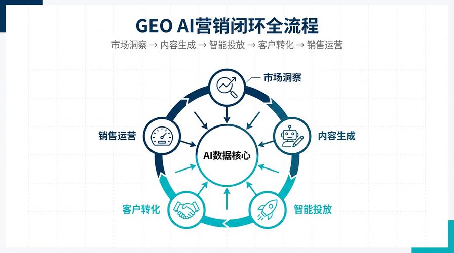 AI-GEO营销全链路优化流程示意图