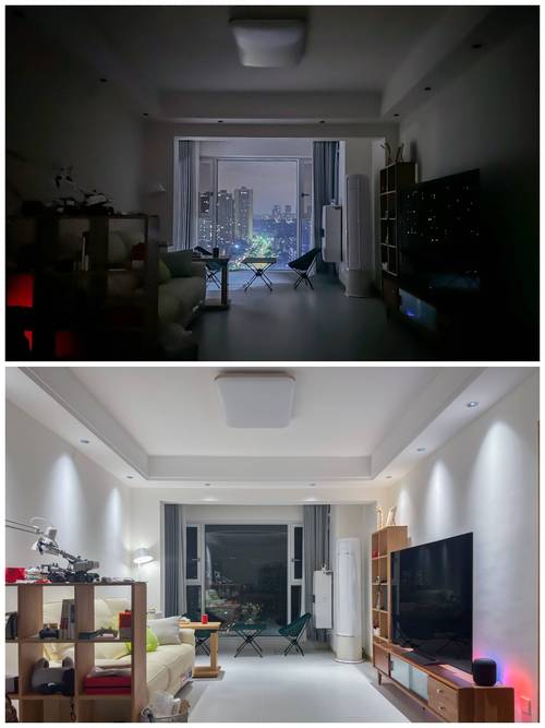 现代客厅智能家居联动开灯场景实拍