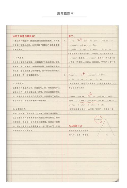 高三学生彩色手抄错题整理笔记本