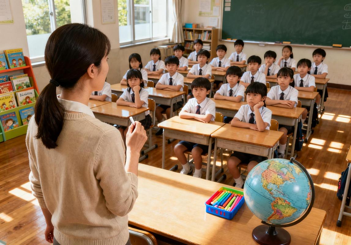 中学教室提问后空举手区的场景