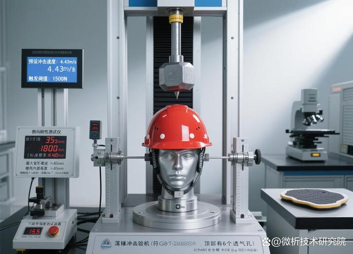 符合GB2811国标的工业安全帽冲击测试实验图