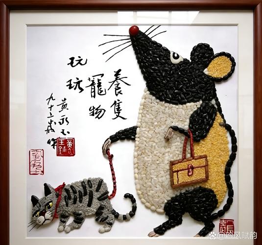 儿童手工自制食物链拼贴画作品