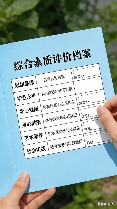 高中生展示包含描述性评估和项目成果的综合素质档案