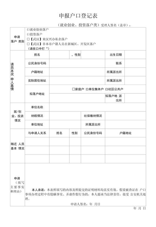 派出所公共集体户户口挂靠申请表模板