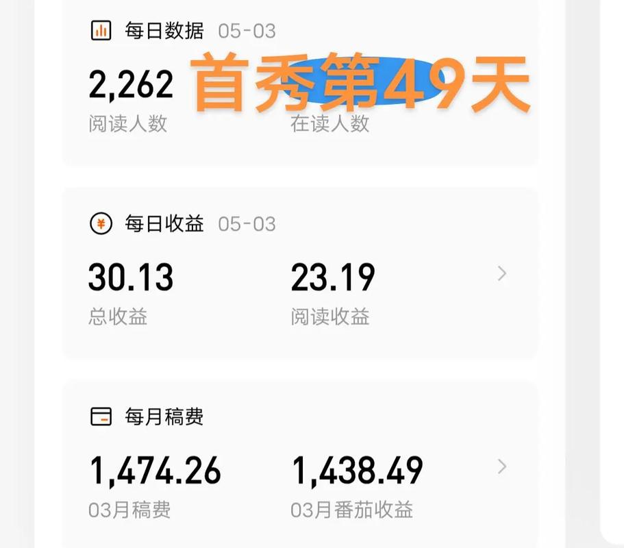 新人内容创作首月收入后台截图