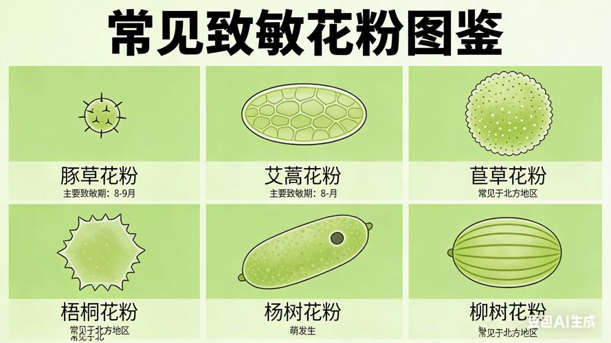 春季户外常见致敏花粉种类分布图