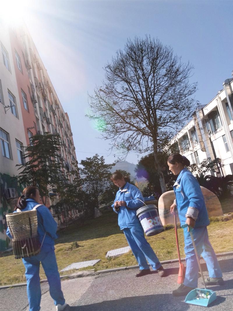 中学生研究性学习小组实地访谈保洁阿姨实景