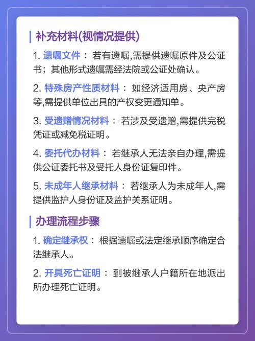 房产继承过户材料清单与流程示意图