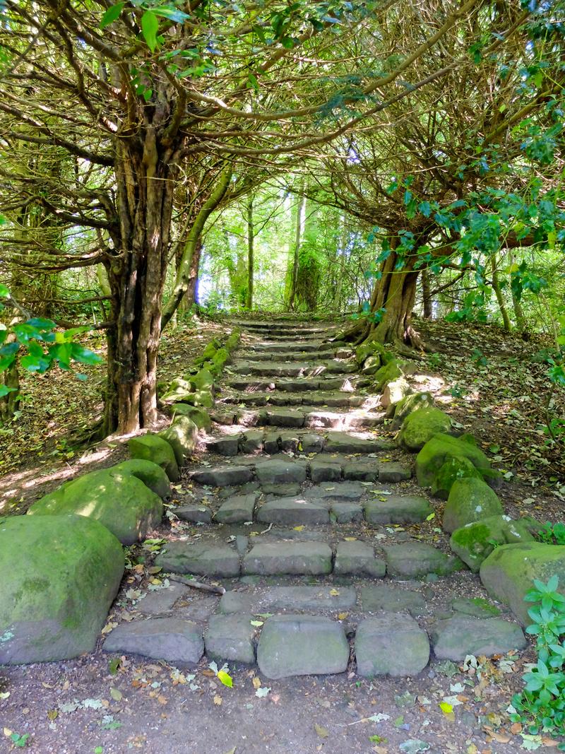 湖北南漳板桥镇山间石板路春日景色