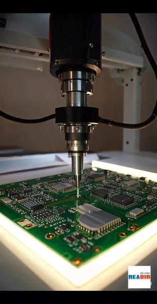 SMT产线点胶机对准PCB焊盘作业现场