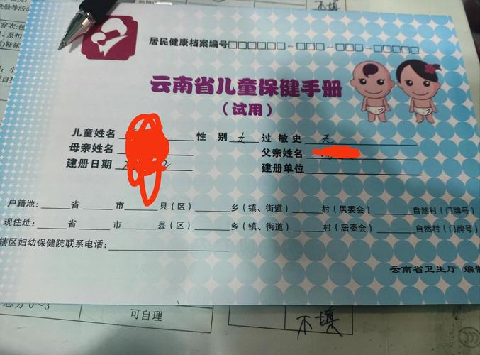 儿童看病记录手册内页示例