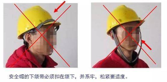 安全帽错误佩戴下颏带未系示意图