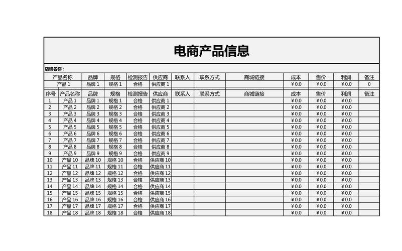 电商商品结构化数据标注示例表