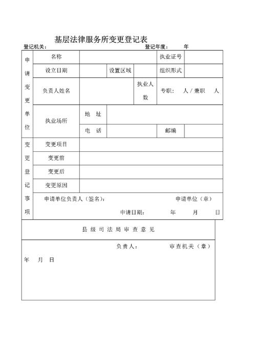 司法局律所变更申请材料清单