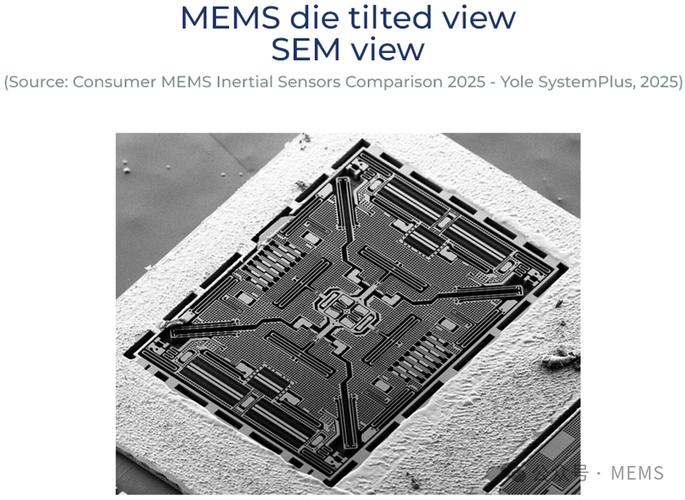 手机PCB板上的MEMS陀螺仪芯片显微照片
