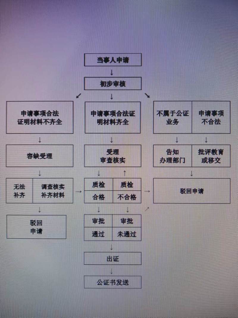 公证处证据保全公证窗口工作流程示意图