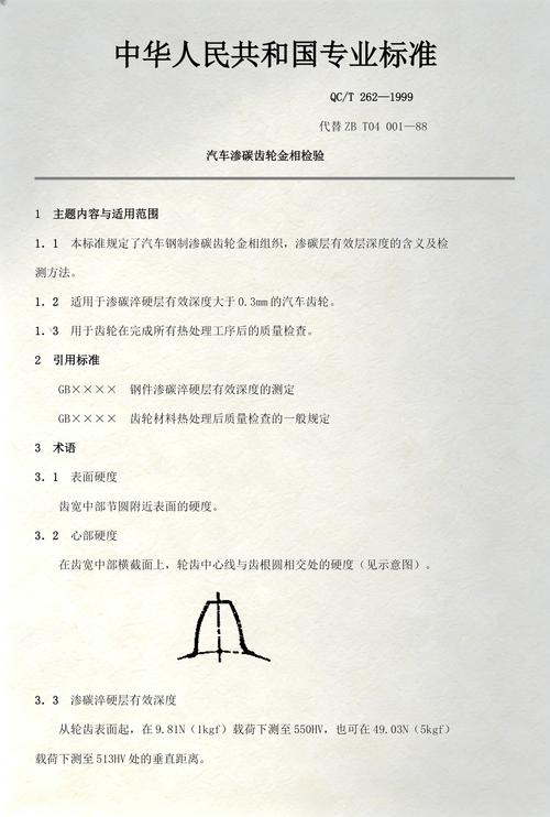 渗碳淬火齿轮截面硬度梯度检测试样图