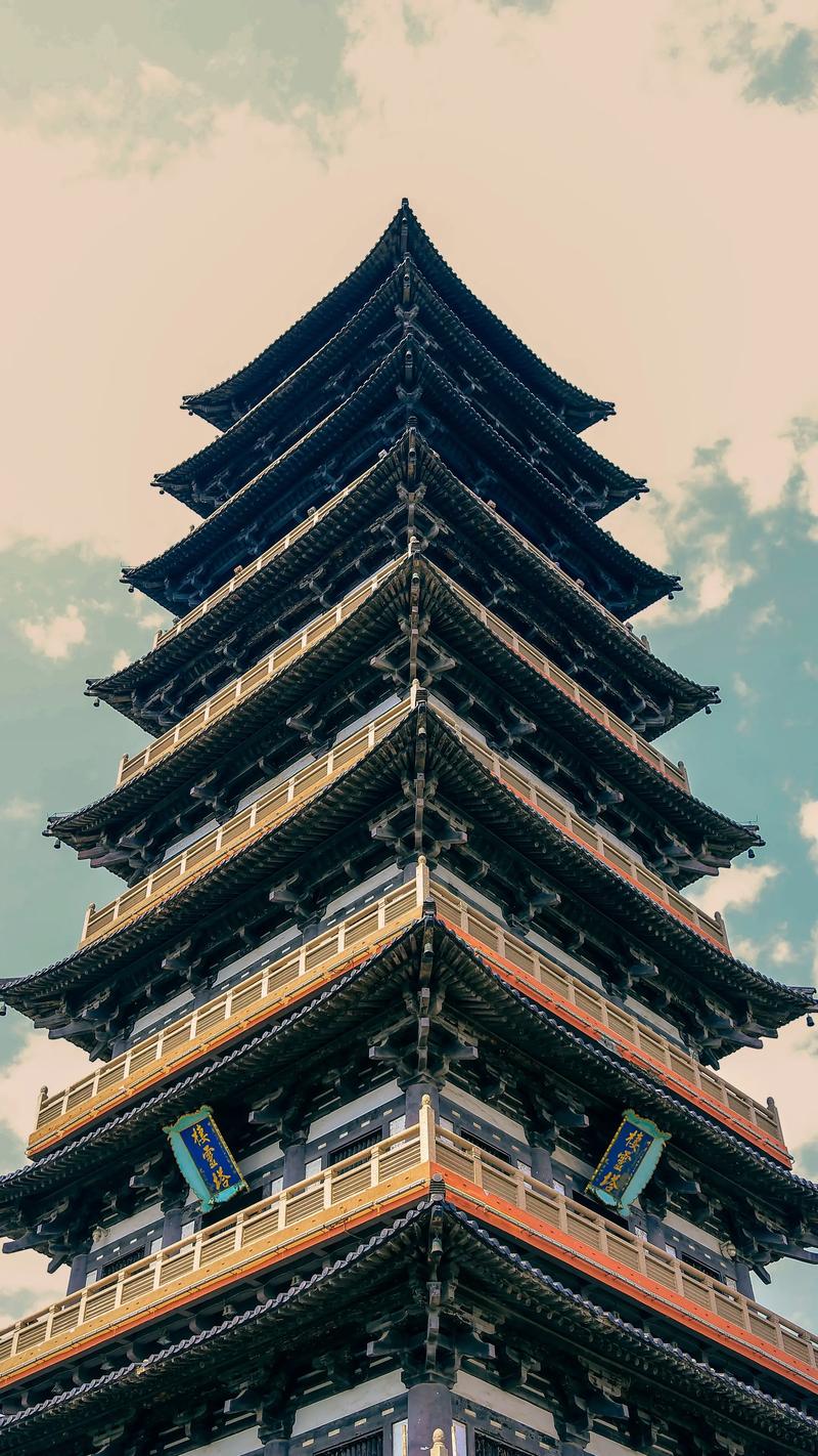 大明寺栖灵塔仰拍