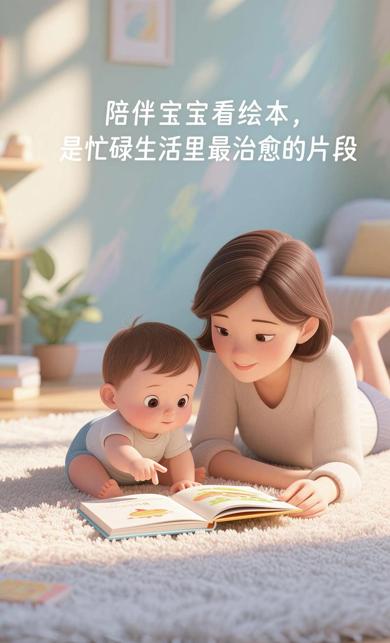 妈妈陪娃慢读绘本特写图