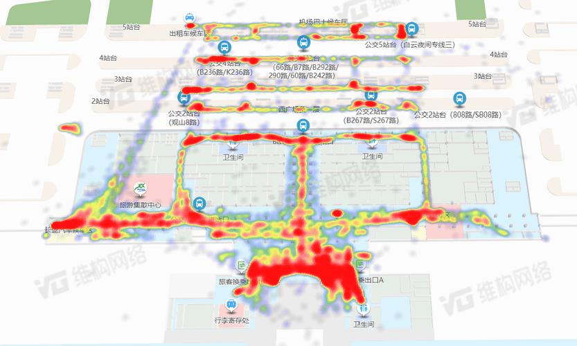 城市地铁站公共人流监测热力分布图