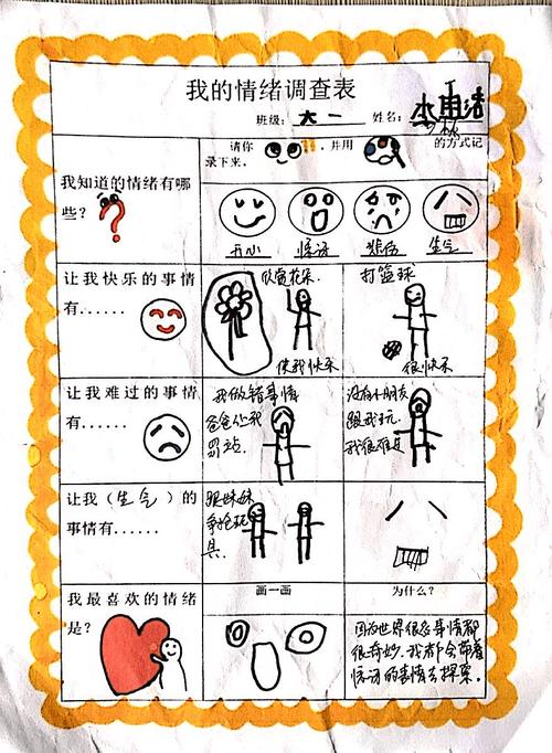 儿童亲子游戏情绪记录手写便签