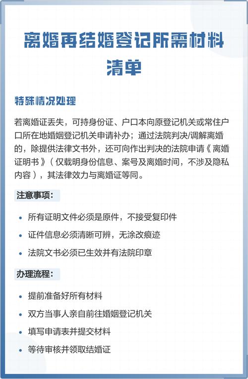 离婚再婚登记所需材料清单整理图