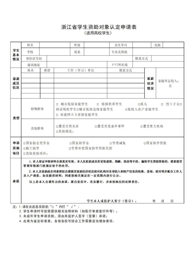 高校奖学金申报材料填写示例