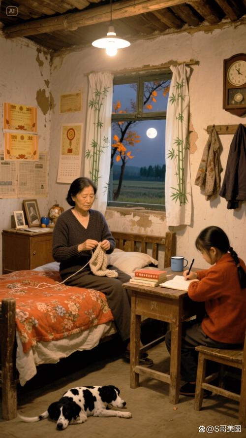 母亲和孩子一起看旧日记本温情场面