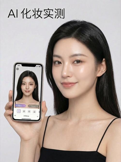 AI试妆面部特征点标注对比图