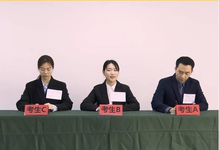校招群面考场考生坐姿细节对比示意图