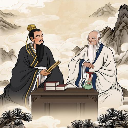 孔子与老子历史对话场景图