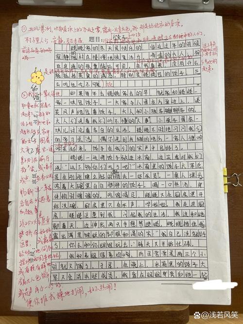 中学生作文修改过渡段手稿实拍