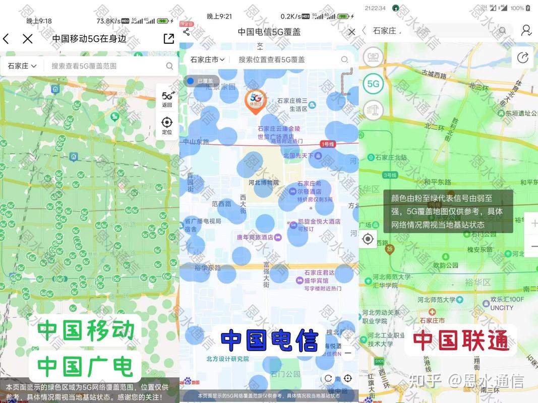5G基站覆盖范围对比示意图
