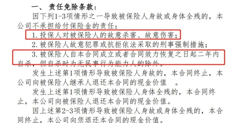 两款定期寿险免责条款对比表