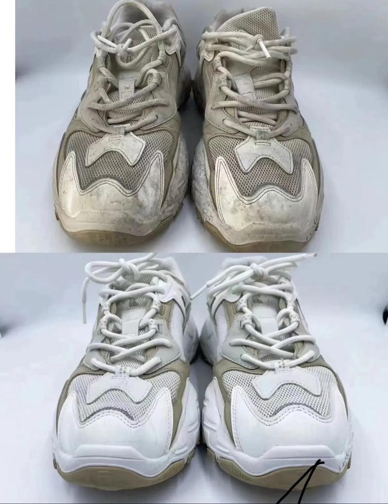 白色帆布鞋清洗后洁白效果对比