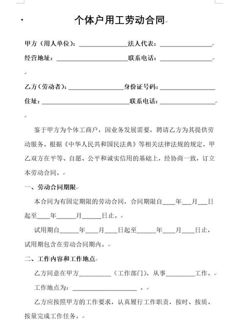 标准纸质劳动合同填写样张